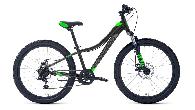 Велосипед подростковый Forward Twister 2.0 disc d-24 1x7 (2024) 12" черный/ярко-зеленый