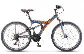 Велосипед горный двухподвес Stels Focus V d-26 3x6 18" темно-синий/оранжевый