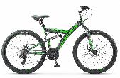 Велосипед горный двухподвес Stels Focus MD d-26 3x7 18" чёрный/зеленый