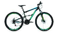 Велосипед горный двухподвес Forward Raptor 2.0 D d-27,5 3x6 (2022) 18" черный/бирюзовый