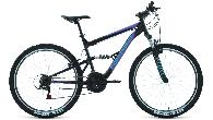 Велосипед горный двухподвес Forward Raptor 1.0 d-27,5 3x6 (2022) 16" черный/фиолетовый